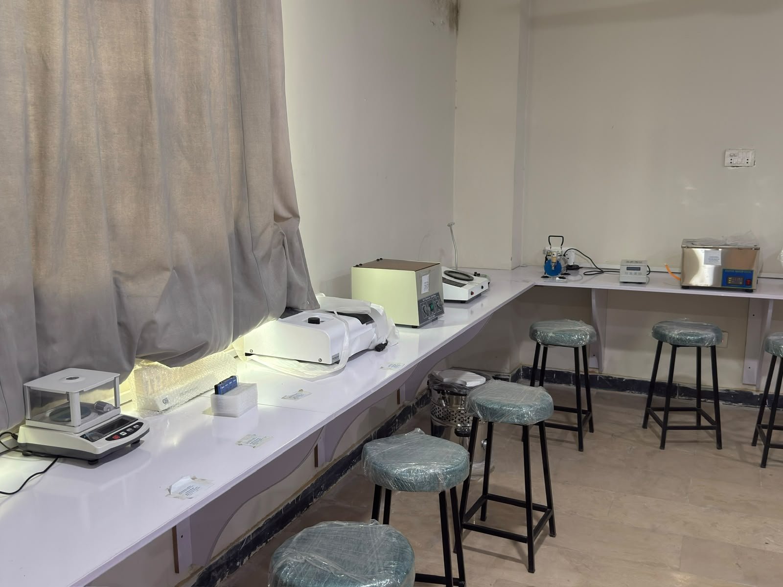 Laboratory benches and equipment in the LMI science laboratory